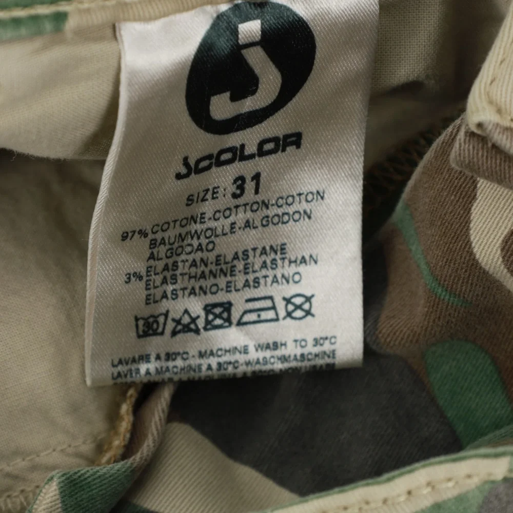 JColor Men Camouflage Cargo‎ Pants Size 31 Cotton Blend Slim Fit NWOT Streetwear